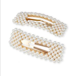 NATASHA Two-Piece Faux Pearl Hair Clips